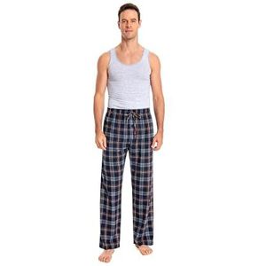 JTPW Heren 100% Katoen Flanel Comfortabele Pyjama/Lounge Bottoms Met Zakken, Yellowish Navy Plaid, Size:2XL