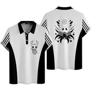 Hollow Knight Polo T-shirts Jongens Meisjes Mode Gaming Tee Mannen Vrouwen Casual Korte Mouw Shirt Casual Streetwear, Wit, L