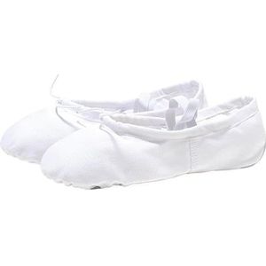 Balletschoenen, Platte canvas balletschoenen, Balletoefeningschoenen met zachte zool, Gymnastiekschoenen for dames, Balletoefening (Color : White, Size : 25(16cm))
