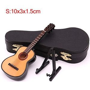 Yiwa Mini klassieke gitaar model miniatuur hout mini muziekinstrument met standaard S: 10CM