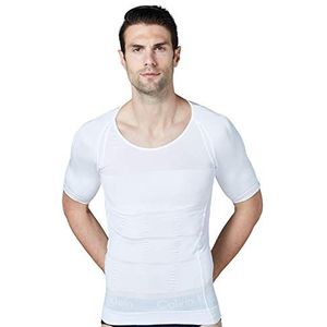 Mannen Body Toning T-Shirt Afslanken Body Shaper Corrigerende Houding Buik Controle Compressie Man Modellering Ondergoed Corset,White-3XL