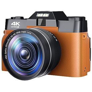 48MP Beginner Digitale Camera For Fotografie 4K Selfie Vlog Camcorder Autofocus Video Groothoek Vintage Foto Recorder Heldere Gedetailleerde Beelden(128G TF Card,Orange)