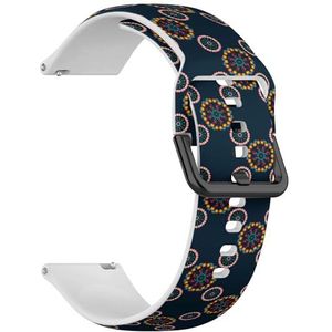 Compatibel met Garmin Forerunner 245/245 Music / 645/645 Music / 55, (Vintage Decoratief Blauw), 20 mm zachte siliconen sportband armband armband