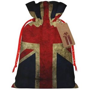Britse Vlag Hennep Gebundelde Gift Bag Kerst Opbergtas Geschikt Voor Kerstfeest Gift Verpakking