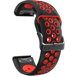 22 26 mm Kleurrijke Siliconen Strap Compatible With Garmin Fenix ​​5 5x Plus Fenix ​​6 6x Pro 3HR 935 945 Smartwatch Quick Release EasyFit Watchband (Color : Black Red, Size : 26mm Fenix 5X Plus)