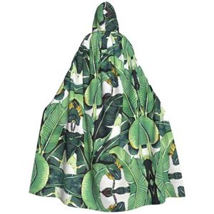 WURTON Tropische Banaan Palmbladeren Print Hooded Mantel Unisex Volwassen Mantel Halloween Kerst Hooded Cape Voor Vrouwen Mannen