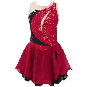 AMENGJ Turnpakje zonder mouwen kunstschaatsen jurk voor meisjes, strass pure mesh tutu turnpakje jurk gymnastiek dansprestaties kostuum, Kleur 2, 12