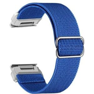 20 22 26 mm elastisch geweven nylon lusband geschikt for Garmin Fenix ​​7X 6X 5X 7S 6S 5S Pro 7 6 5 Plus 3HR 945 Epix Gen 2 Enduro horlogeband (Color : Blue-Silver, Size : 26mm Tactix Delta)