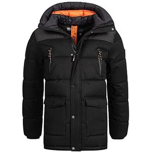 Indicode Heren Krem Winter Jacket | Winterjas met capuchon Black XXL