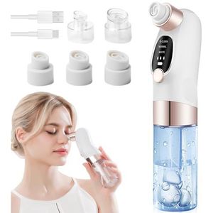 Mee-eterverwijderaar, poriënreiniger, mee-eterverwijderaar, 3 modi en 6 zuigpunten voor gezichtsreiniging, acnebehandeling, mee-eter-zuiger, hydrafacial apparaat, voor vrouwen en mannen (wit-goud)