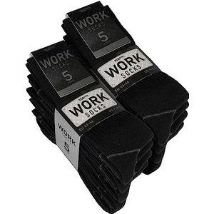 BRUBAKER 10 paar werksokken voor heren - WORK sokken voor optimale grip op het werk - robuuste functionele sokken van katoen - versterkte hielen en tenen - Zwart - Maat 43-46