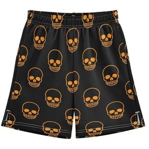 LI ZHI XIN Kinderen Jongens Sport Casual Shorts Zomer Shorts Broek Elastische Trekkoord Taille Met 2 Zakken Voor Skateboard Hardlopen, 7-15Y Schedel Patroon, Meerkleurig, 9-10 jaar