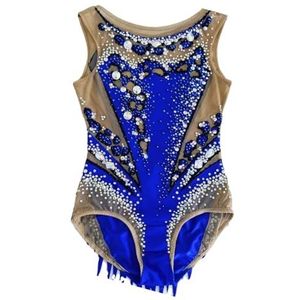 Ritmische Gymnastiek Turnpakje Mouwloos Prestatie Outfits, Aanpasbaar Gymnastiek Uniform(4XL)