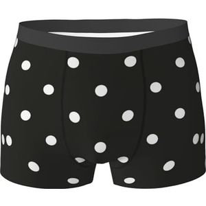 ZJYAGZX Zwart-witte boxershorts met stippenprint voor heren - comfortabele ondergoedbroek, ademend vochtafvoerend, Zwart, XL