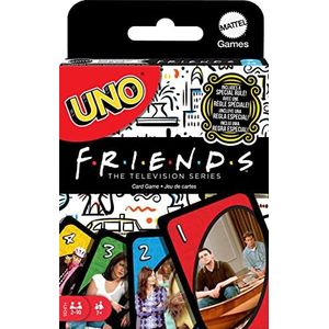 Mattel Games UNO Friends Kaartspel, Familie, Volwassenen en Party Game Night, 2 tot 6 spelers, verzamelobjecten geïnspireerd op de tv-serie