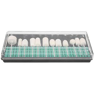 12-delige Wolvilt nagelslijp- en Polijstkopset voor Nagelboor - Draagbare Accessoirekit met Verschillende Maten en Vormen voor Thuis en Salongebruik