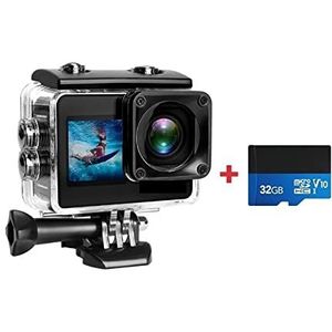 Actiecamera, A10 Actie Camera 4k EIS Ultra HD 20MP 170D Onderwater Waterdichte Cam Touch Screen 4X Zoom Video go Sport Pro Cam,Buiten, Sport, Video(Option5,Cam and 32G card)