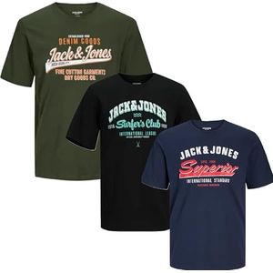 JACK & JONES Heren T-shirt 3-pack grote maten oversized ronde hals O-hals T-shirt 2XL 3XL 4XL 5XL 6XL 7XL 8XL FFA.1z, Pakket van 3 grote maten # 76, 3XL