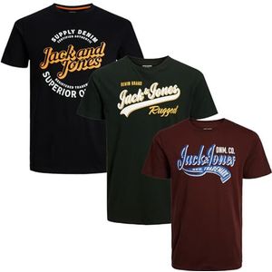 JACK & JONES Heren T-shirt 3-pack grote maten oversized ronde hals O-hals T-shirt 2XL 3XL 4XL 5XL 6XL 7XL 8XL FFA.1z, Pakket van 3 grote maten # 76, 3XL