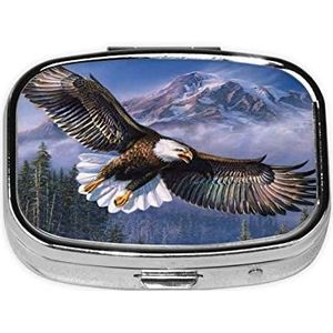 Mini vierkante pillendoos, medicijnorganizer, Flying Eagle draagbare EHBO-doos, reispillendoos met 2 vakken, kleine pillendoos voor zak of portemonnee