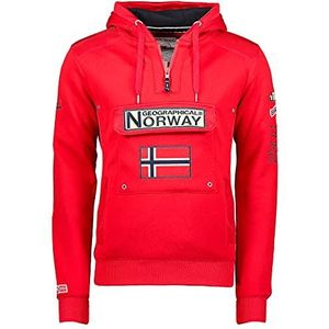 Geographical Norway GYMCLASS Men - kangoeroezak sweatshirt voor heren - logo sweatshirt voor heren - lange mouwen hoodie - sport regulerend sweatshirt (), Rood, XXL