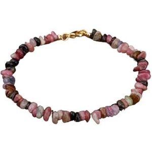 Minerale steen gouden kettingen armband, kristal armband, onregelmatige afgebroken amethisten citrien Rose kralen armband vrouwen (Color : Tourmaline)