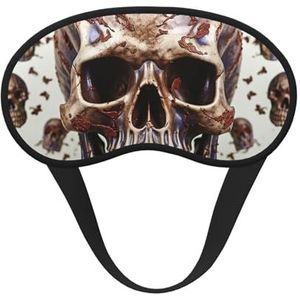 Slaapoogmasker voor dames en heren, zacht, comfortabel slaapmasker, verduisterend, slapende oogbedekking voor reizen, yoga, dutje, werk, schedel op witte achtergrond