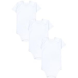TupTam Kinderen Uniseks Rompertjes met Korte Mouwen 3-Pack, Wit, 110