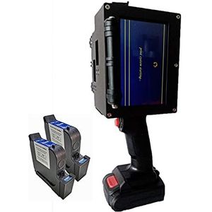 5CM 16 Taal Handheld TIJ Drukmachine Variabele Datum Serienummer Logo Draagbare Handheld Inkjet-printer,Langdurige Prestaties(1SET with 2BLACK INK)