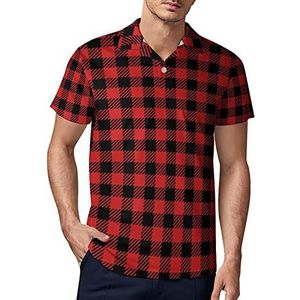 Buffalo Plaid Rood Geruit Heren Golf Polo-Shirt Zomer Korte Mouw T-Shirt Casual Sneldrogende Tees L