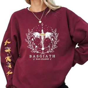 TJYES Basgiath War College Fourth Wing Sweatshirt Fantasie stijl Dragon Ride Sweatshirt Vrouwen Pullover hoodies, Rood, M