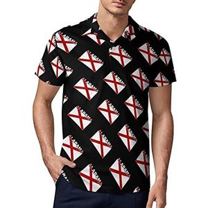 Alabama staat vlag heren golf poloshirt zomer korte mouw T-shirt casual sneldrogende T-shirts XL