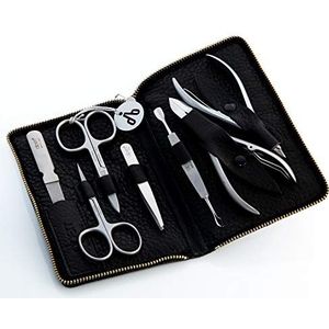 Alpen manicure-set art. 6845R met etui in verschillende kleuren van roestvrij staal