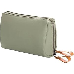 Nylon cosmetische tas, reistas, kleine waterdichte en lichtgewicht opbergtas, groene reiscosmetische tas met rits, 16 x 10 x 7 cm, Groen