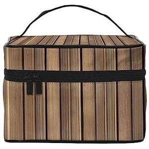 Massief houten patroon reizen cosmetische tas reizen toilettas cosmetische tas voor mannen en vrouwen, geschikt voor cosmetische toiletartikelen, Zwart, Eén maat
