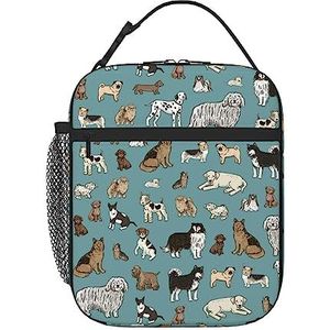 YUNWEIKEJI Canine Pet Blauwe Achtergrond Lunch Bag, Duurzame Geïsoleerde Lunch Box Herbruikbare Volwassenen Tote Bag Herbruikbare Koeltas