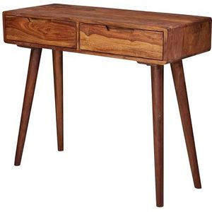 FineBuy Console Tafel Sheesham Massief Hout 90 x 76 x 36 cm Haltafel | Ingang Tafel met twee Laden | Kaptafel Bureau Tafel Klein