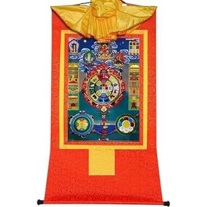 (Beschermingswiel van de Tibetaanse kalender, Tibetaanse dierenriem) Boeddha tapijt met scroll, for Zen Home Decor Meditatie (kleur: rood, maat: medium) (Color : Red, Size : Large(85cm*63cm))