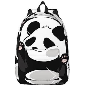 NOKOER Grappige Panda Gedrukt Canvas Rugzak,Casual Daypacks,Laptop Rugzak Voor Vrouwen Mannen,Lichtgewicht Reizen Dagrugzak, Zwart, Small