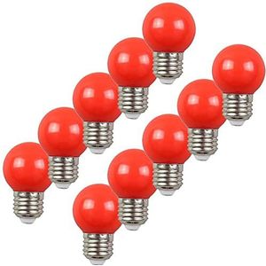 Aiwerttes Pak van 10 gekleurde LED-lampen E27 G45 2W gloeilampen, LED gekleurde golfballamp, rood golflicht voor buiten Binnen decoratief