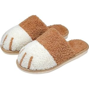 CupitiDU Kattenvoeten pantoffels, kattenpootpantoffels, zachte pluche kattenpoothuispantoffels, Indoor Outdoor traagschuim huispantoffels, antislip zacht traagschuim, Kerstmis wintercadeau, Kaki, 41.5