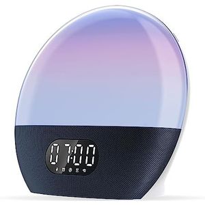 WiiM Wake-up Light, geluidsmachine en Sleep Assistant, zonsopgangswekker met muziekalarm en gepersonaliseerde slaaproutines (Blu mare verde)