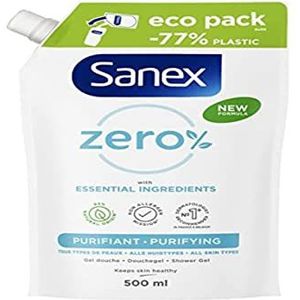 SANEX - Zero% Cleansing Shower Gel - Voor Alle Huidtypes - Eco Refill Pack Douchegel - 500ml