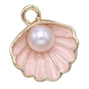 10st verguld blauw emaille parel schelp bedels hanger voor sieraden maken oorbellen armband ketting accessoires DIY ambacht-goud roze
