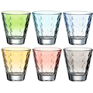LEONARDO HOME 025906 drinkglas OPTIC 6 stuks gesorteerd 215 ml pastel, glas, kleurrijk
