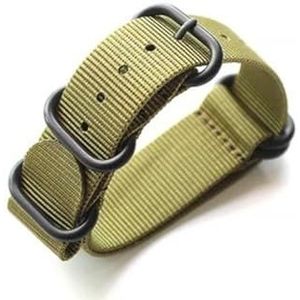 INEOUT Nieuwe Kwaliteit Nylon Grijze Horlogebanden, 18 MM 19 MM 20 MM 21 MM 22 MM 23 MM 24 MM 26 MM NAVO-band (Color : Green Black buckle, Size : 24mm)