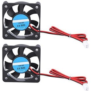 Tangxi 2PCS-ventilator met 2 spindels (4000-6500 U / min) DIY-accessoires 5010 geluidsarme ventilator 2-pins 12V 8-14CFM voor 3D-printerventilator met 2,54 mm plugstabiliteit.