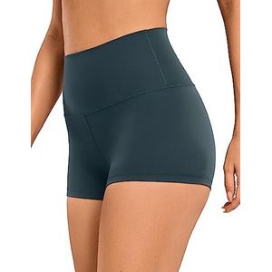 CRZ YOGA Dames Butterluxe Yoga Short 2.5''-Hoge Taille Workout Gym Leggings Hardlopen Spandex Biker Shorts Bos Donkergroen M