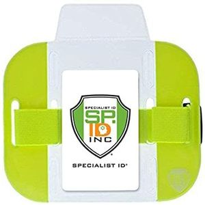 Armband ID-kaarthouder, veilig, met verstelbare elastische band, 2 stuks, hoge zichtbaarheid geel