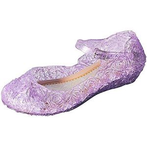 YouKD Meisjes Prinses Cosplay Schoenen Verkleed Schoenen Crystal Sandalen Jelly Shoes voor Halloween Carnaval Verjaardagsfeestje Gesp Paars EU28